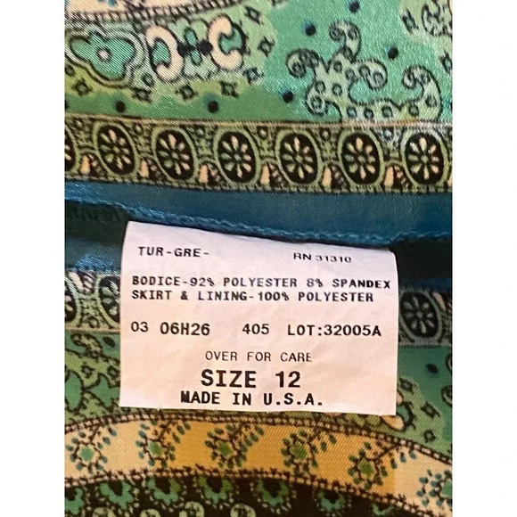 AGB Dress Black Halter Backless Sundress Asymmetrical Green Boho Patten Summer - Picture 7 of 16